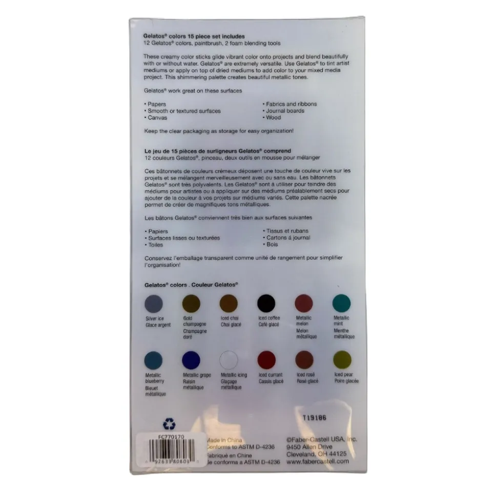 Kit Gelatos Colors Metallics 15 piezas
