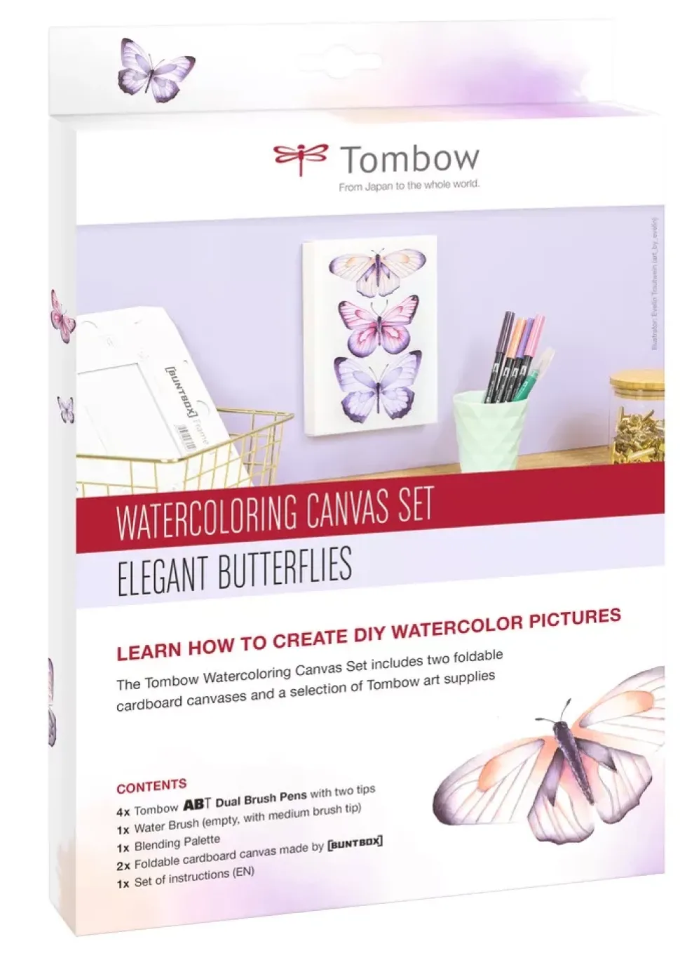 Kit Lienzo Acuarela Elegant Butterflies Tombow