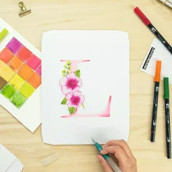 Kit Lienzo Acuarela Floral Letters Tombow