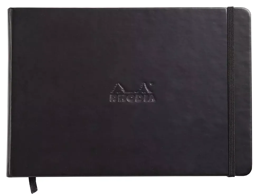 Libreta con puntos negro A5 paisaje Rhodia