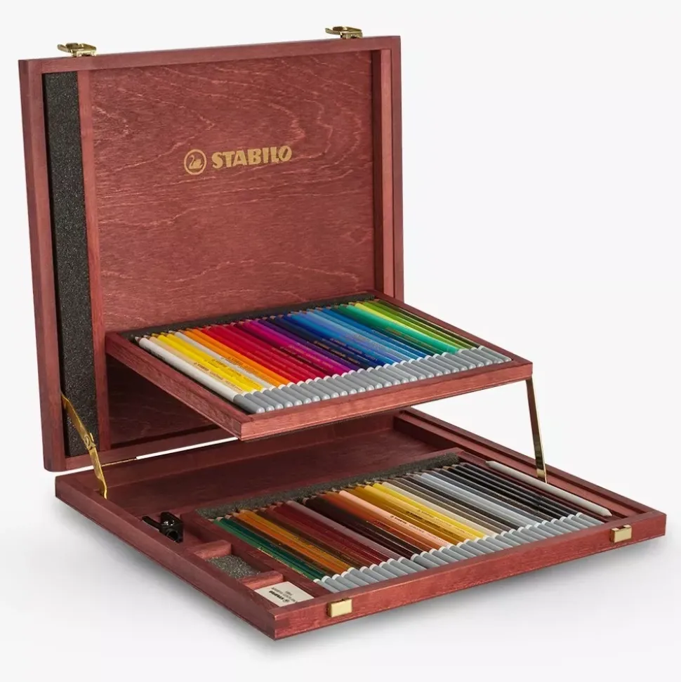 Maleta de Madera 60 Lápices Tiza-Pastel STABILO CarbOthello