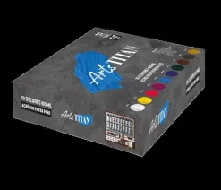 Maletín de madera 10 tubos acrílico 60ml Titan Arts