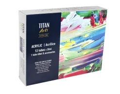 Maletín de Madera de Acrílico Extrafino 12 Tubos y Accesorios Titan 20ml