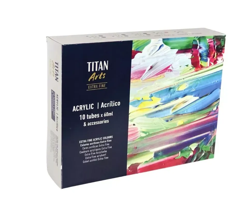 Maletín de Madera de Acrílico Extrafino 10 Tubos y Accesorios Titan 60ml