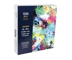 Maletín de Madera Superior de Óleo Extrafino 16 Tubos y Accesorios Titan 20ml