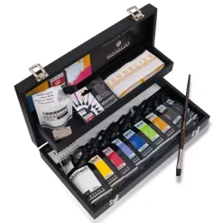 Maletín madera 9 acrílicos Abstract Colores surtidos y accesorios Sennelier 120ml