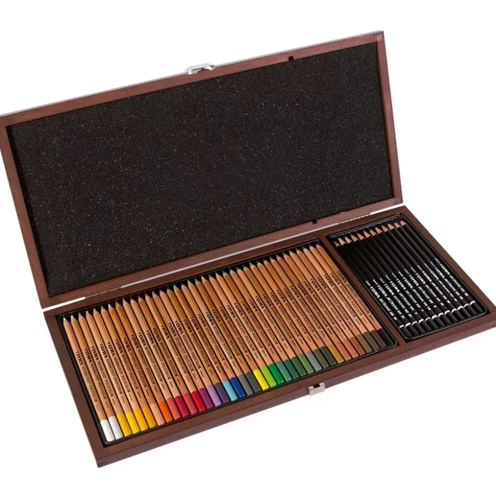 Maletín Madera 49 Lápices de Colores Rembrandt Polycolor + Art Design Lyra