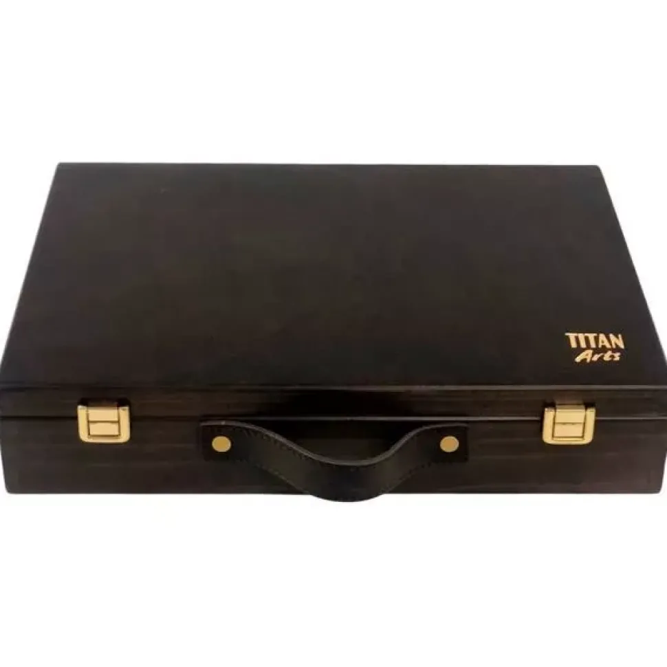 Maletín madera acrílico extrafino 12 tubos y accesorios Titan 20ml