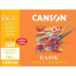 Minipack 10 Papeles Dibujo Basik Liso Canson A3 130g/m²