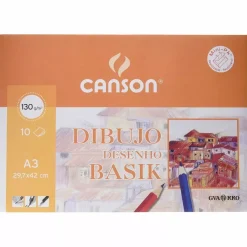 Minipack 10 Papeles Dibujo Basik Liso Canson A3 130g/m²