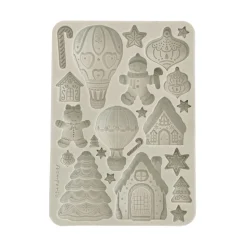 Molde de silicona Casitas de jengibre Romantic Candy Christmas Stamperia 15x21cm