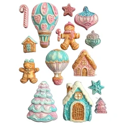 Molde de silicona Casitas de jengibre Romantic Candy Christmas Stamperia 15x21cm