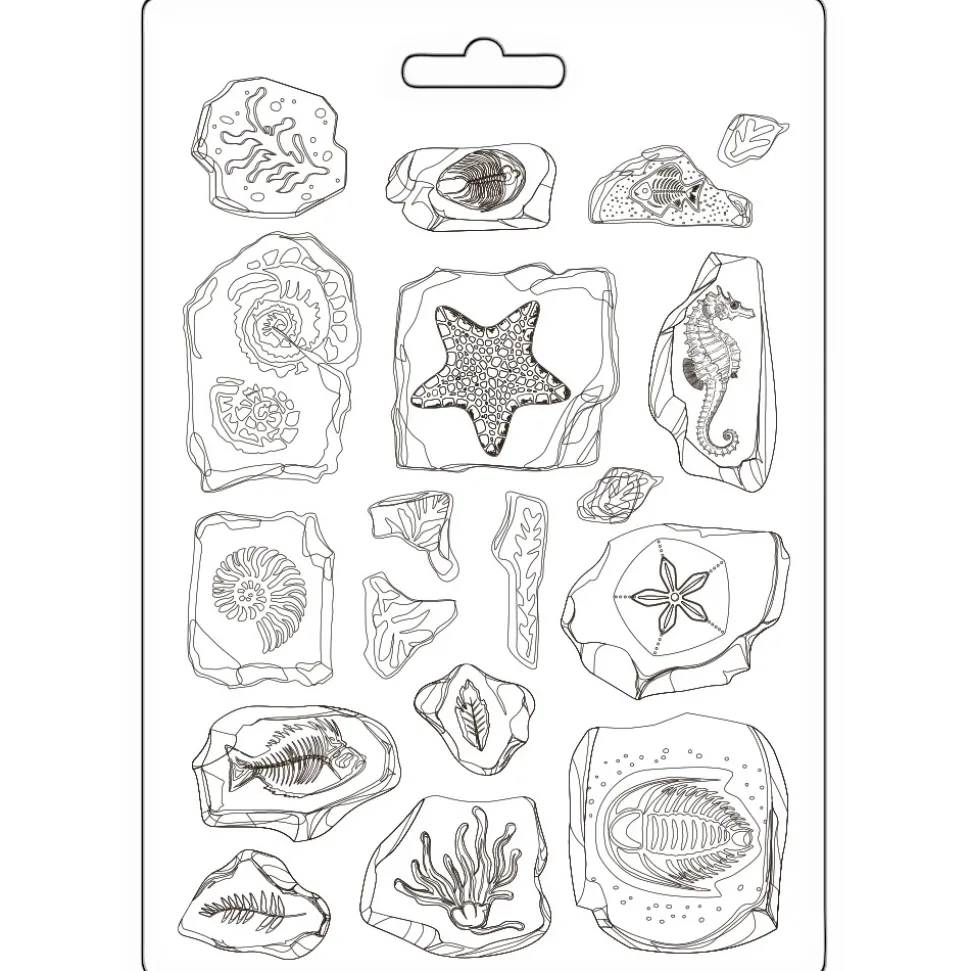 Molde flexible Fósiles Silent Sea Stamperia 14x21cm