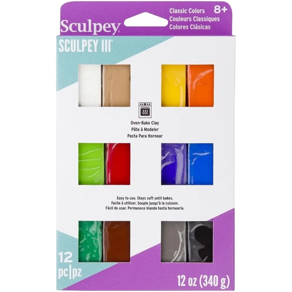 Pack 12 colores arcilla para hornear Sculpey III
