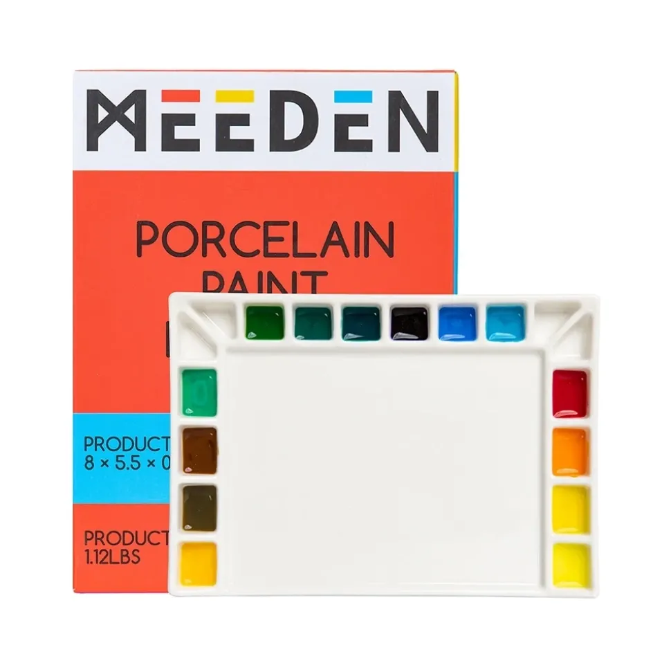 Paleta cerámica rectangular 18 pozos Meeden 14x20cm