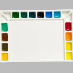 Paleta cerámica rectangular 18 pozos Meeden 14x20cm