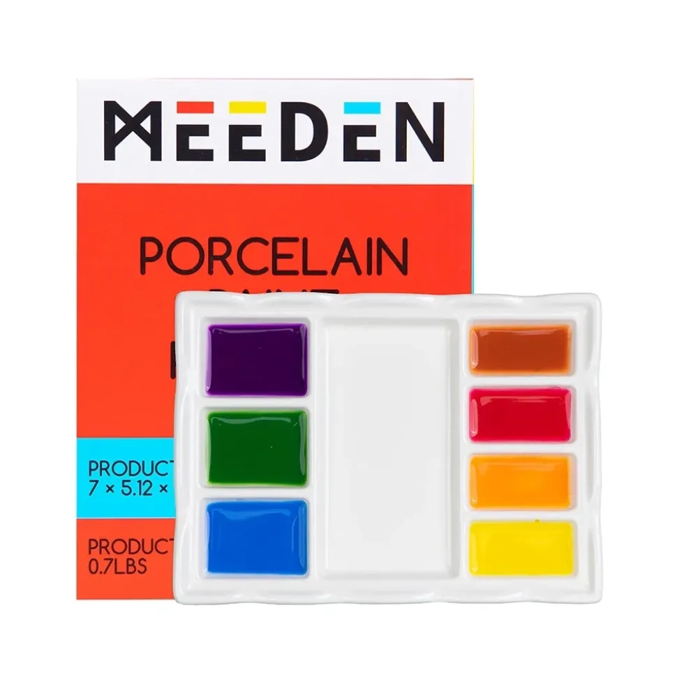 Paleta cerámica rectangular 8 pozos Meeden 13x18cm