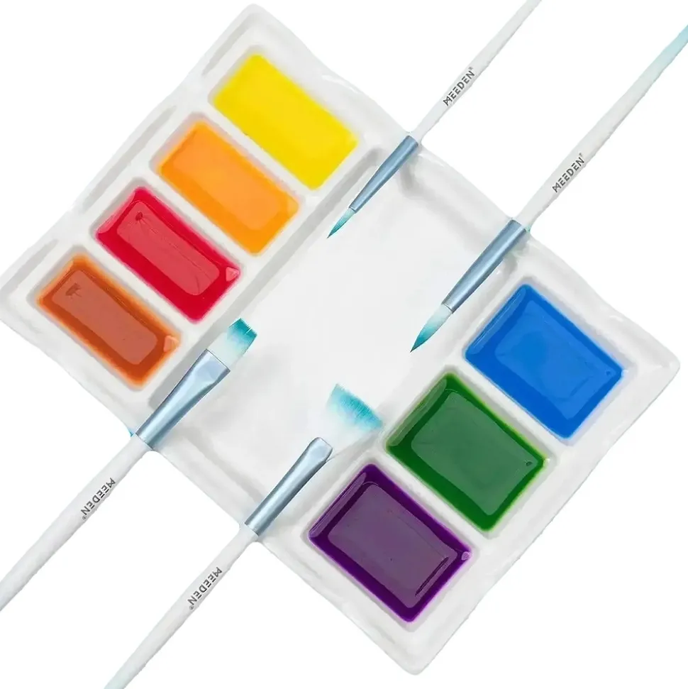 Paleta cerámica rectangular 8 pozos Meeden 13x18cm