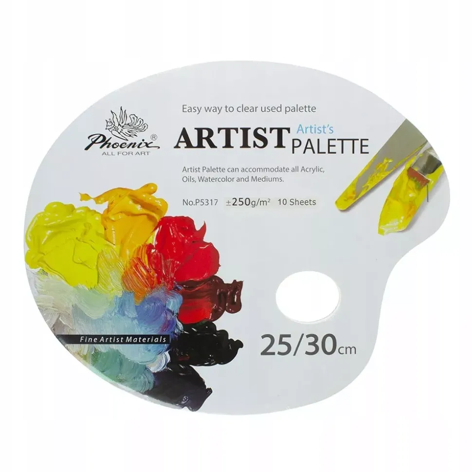 Paleta desechable ovalada 10 hojas Phoneix 25x30cm 250g/m²