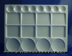 Paleta rectangular de plástico pocillos para acrílico, acuarela o témpera