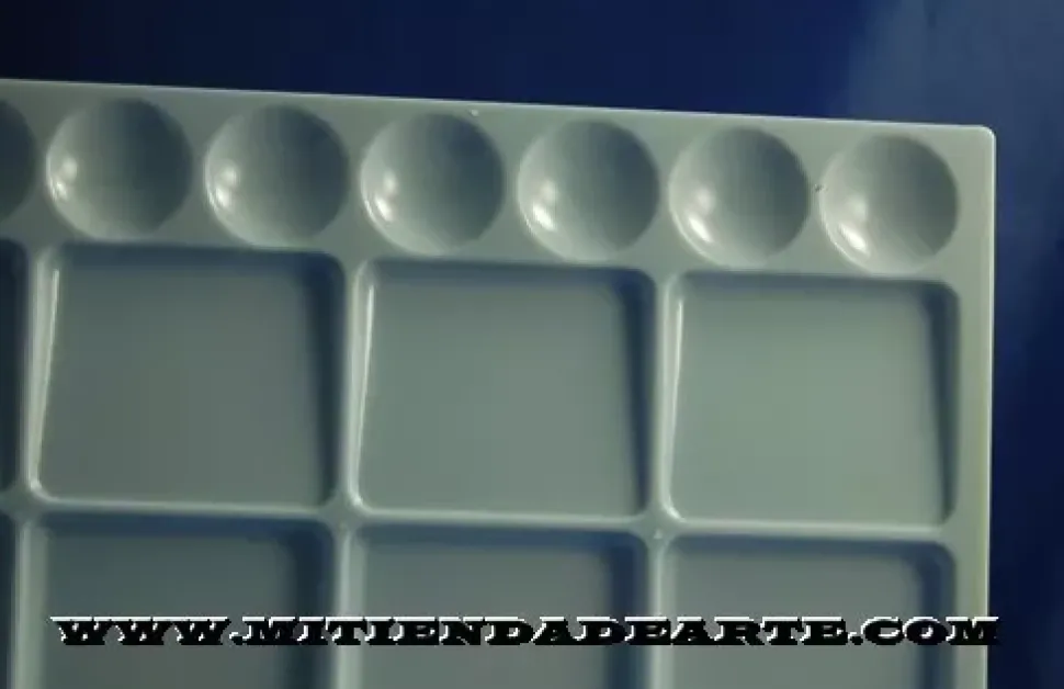 Paleta rectangular de plástico pocillos para acrílico, acuarela o témpera