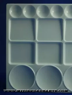 Paleta rectangular de plástico pocillos para acrílico, acuarela o témpera