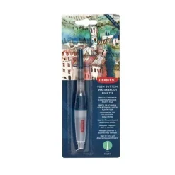 Pincel con depósito de agua botón pulsador y punta fina Derwent