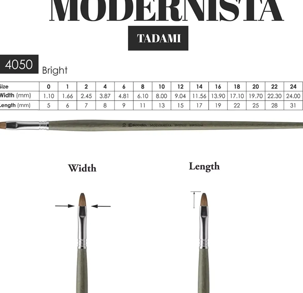 Pincel sintético plano carrado Modernista 4050 Escoda nº8