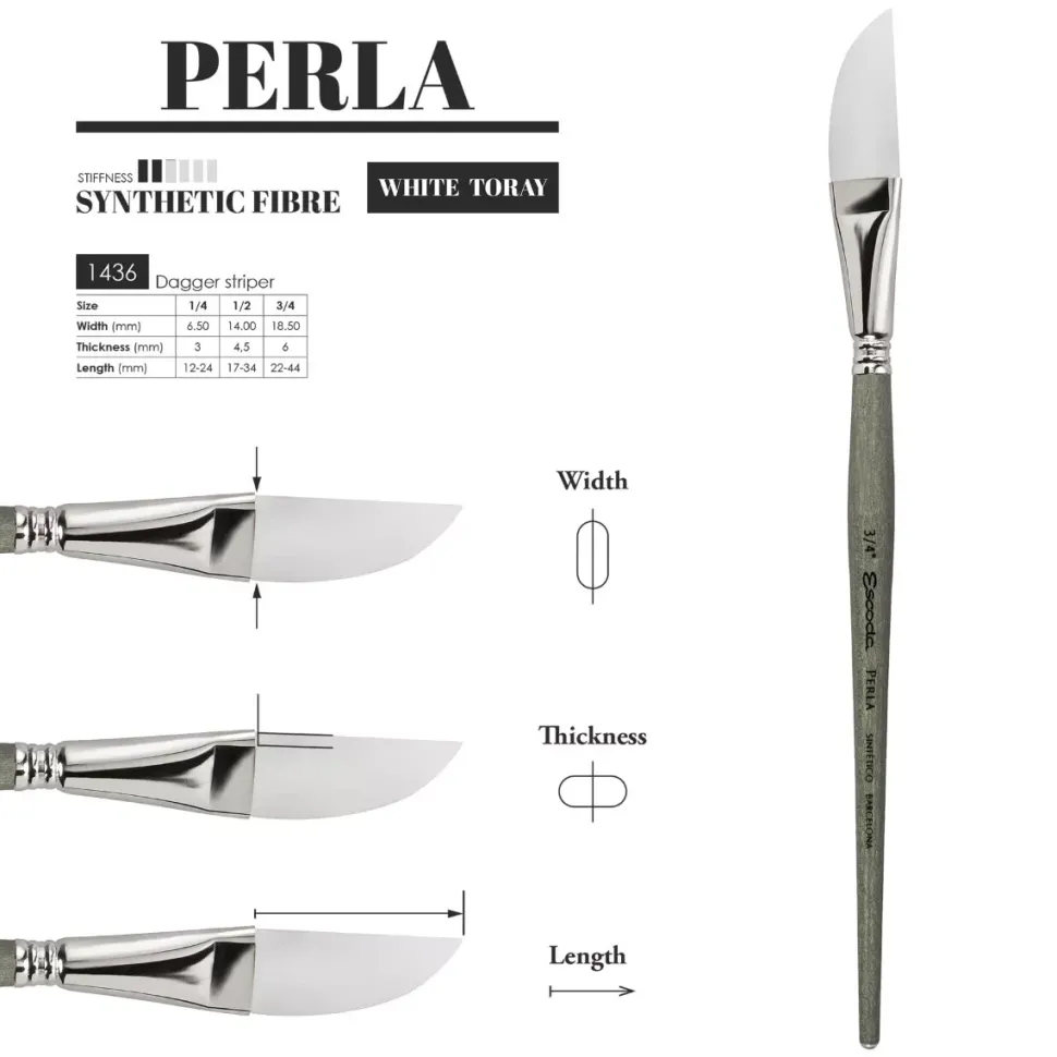 Pincel sintético plano sesgado Perla 1436 Escoda