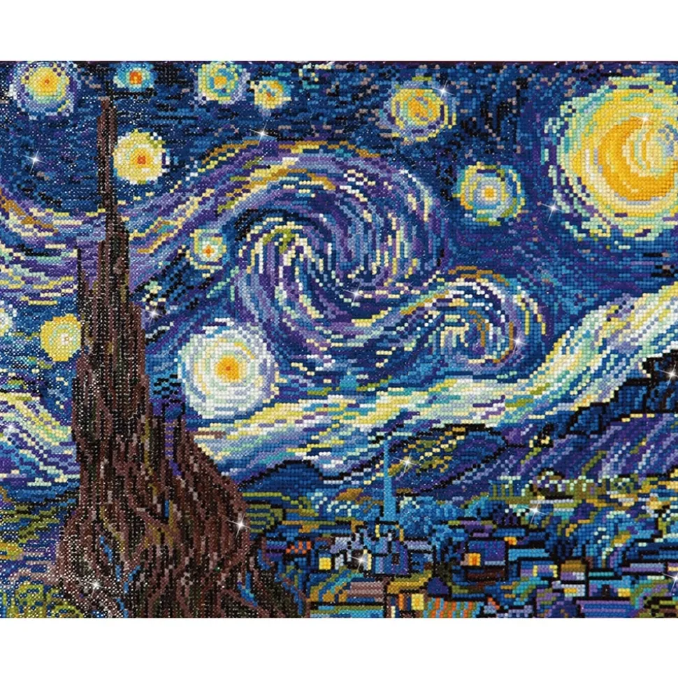 Pinta con diamantes Noche Estrellada Van Gogh Diamond Dotz 41x51cm