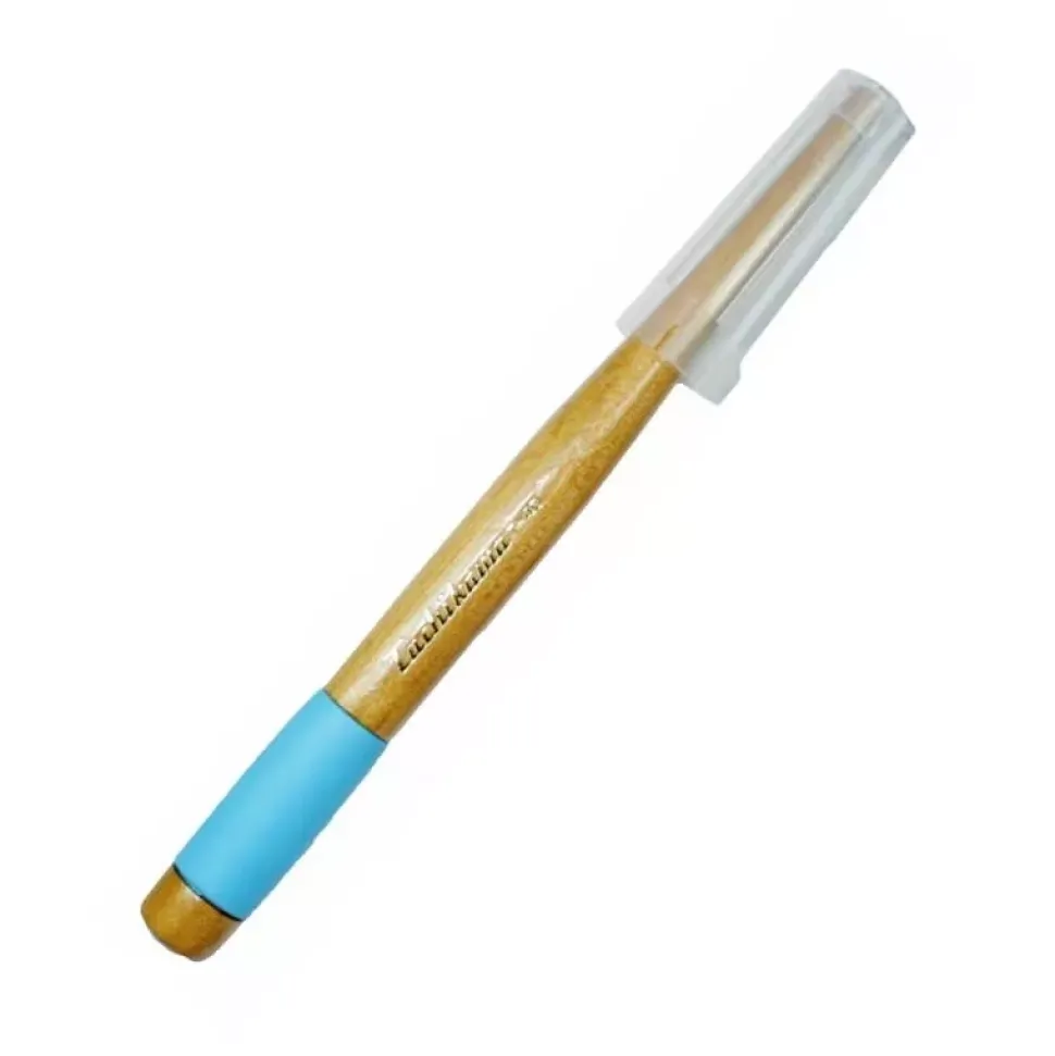 Portaplumillas ergonómico con mango azul y tapa Tachikawa