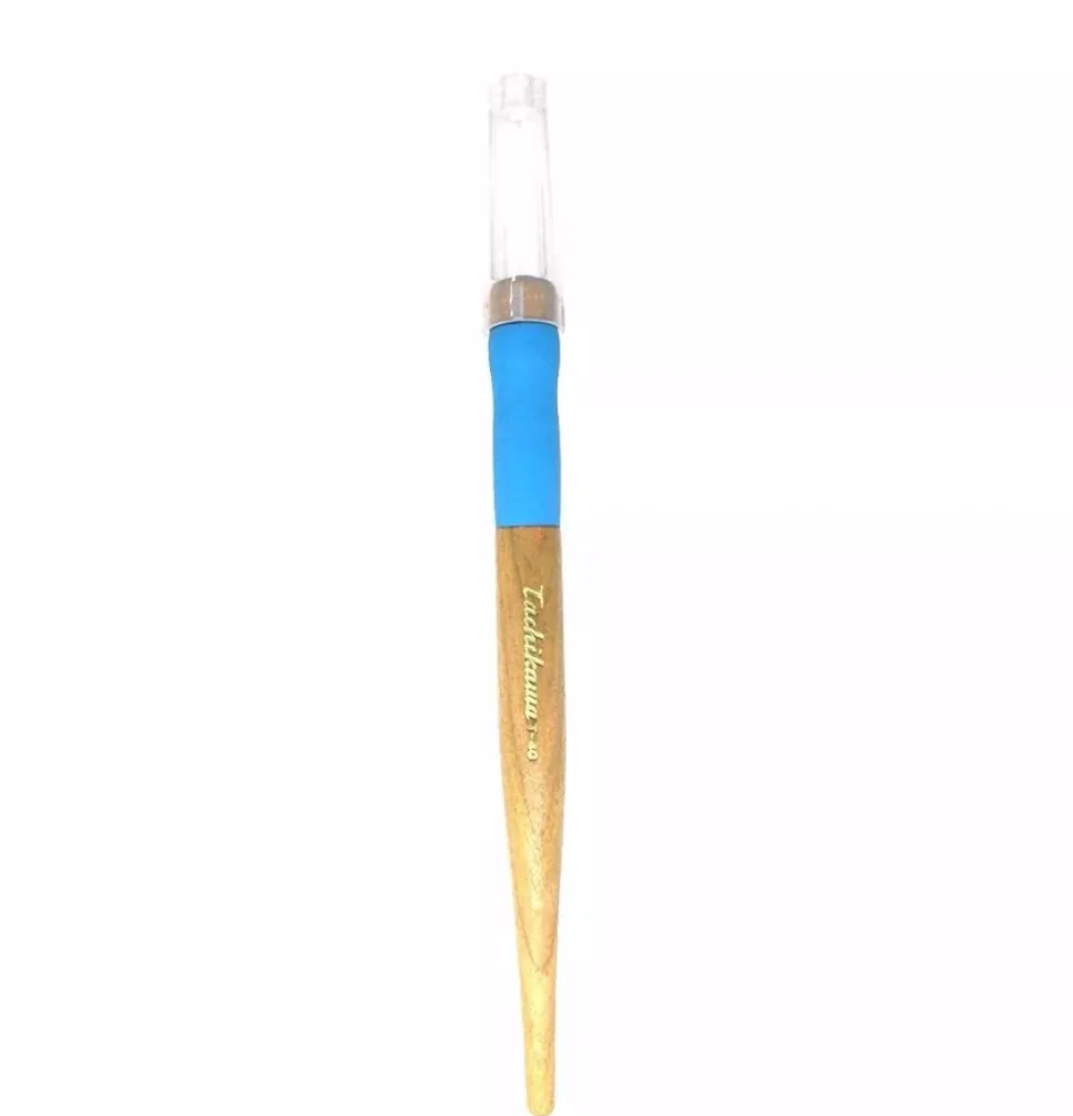 Portaplumillas ergonómico con mango azul y tapa Tachikawa