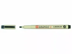 Rotulador caligráfico negro Graphic 3 plano Pigma