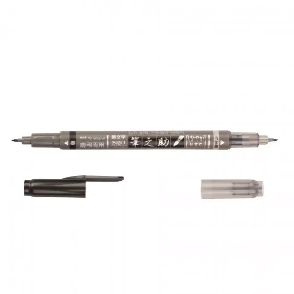 Rotulador Fudenosuke Doble punta gris y negro Tombow