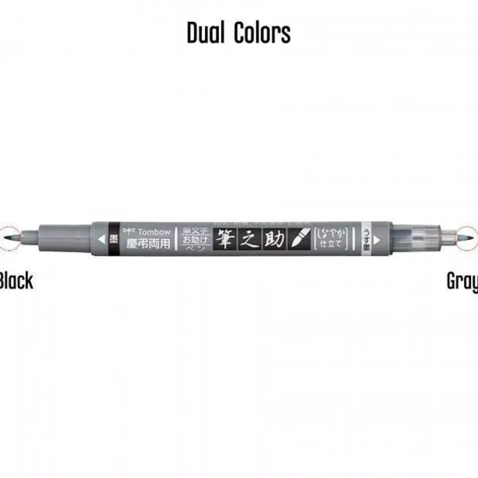 Rotulador Fudenosuke Doble punta gris y negro Tombow