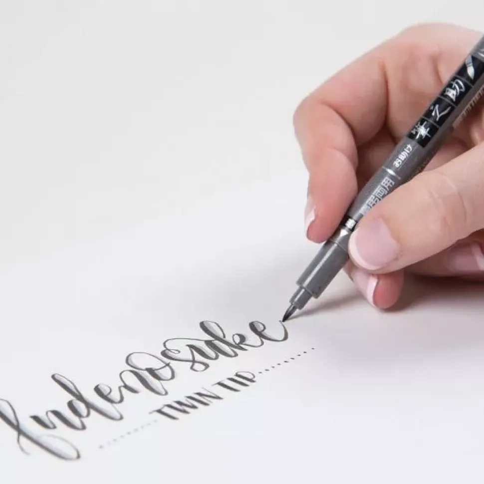 Rotulador Fudenosuke Doble punta gris y negro Tombow