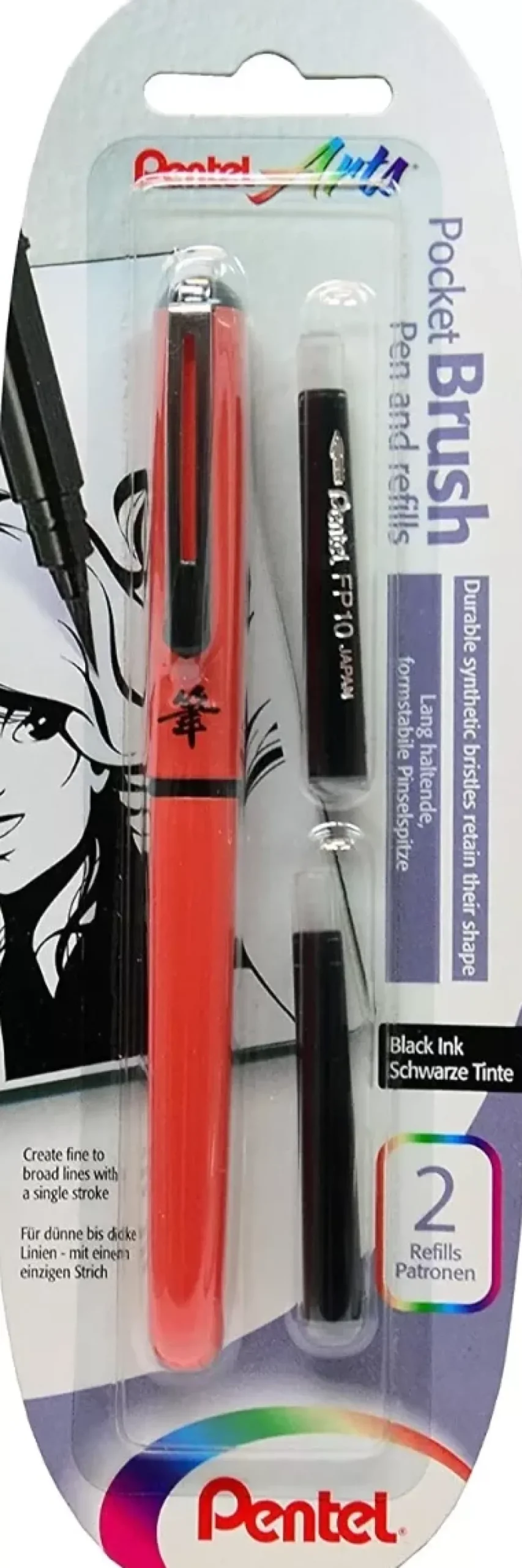 Rotulador Pocket Brush Naranja Pentel