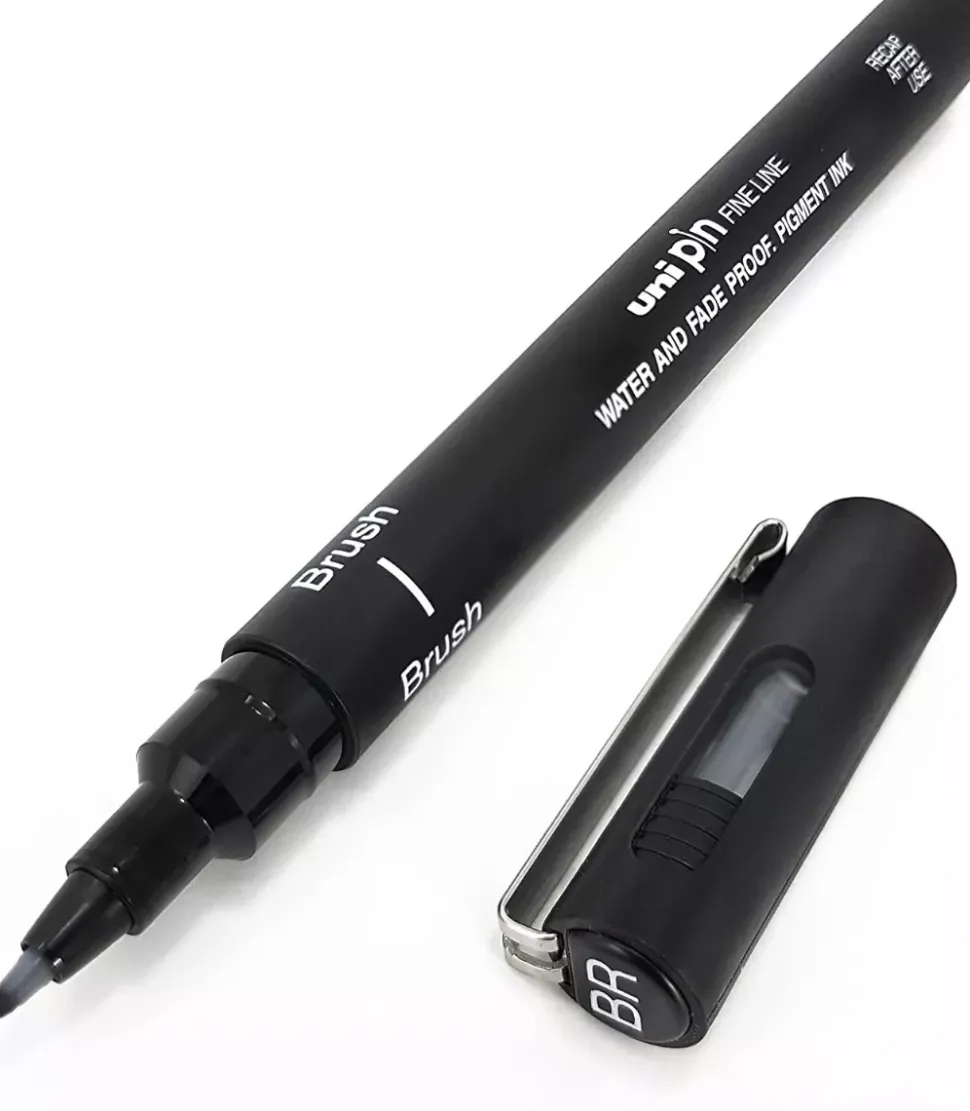 Rotulador Punta Pincel Pin Negro Uni-Ball