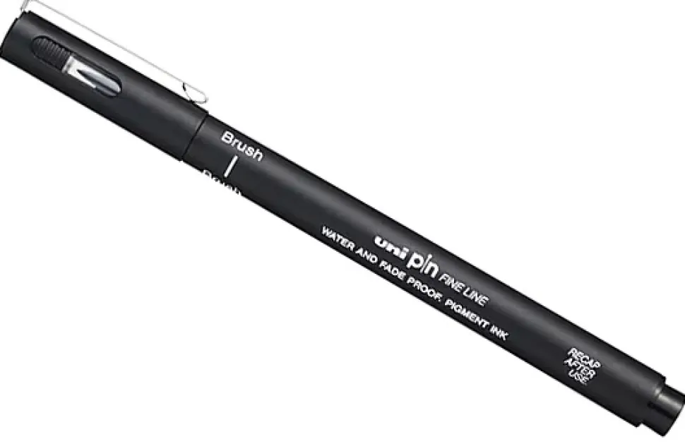 Rotulador Punta Pincel Pin Negro Uni-Ball