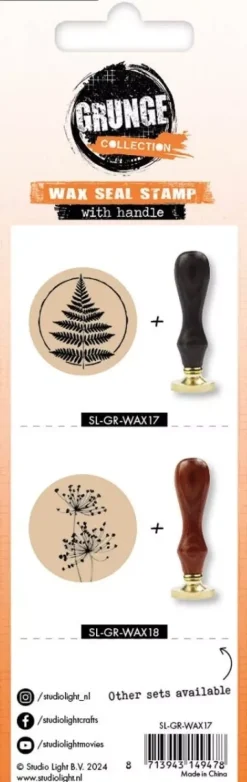 Sello para lacre con mango Hoja Grunge Collection Studio Light