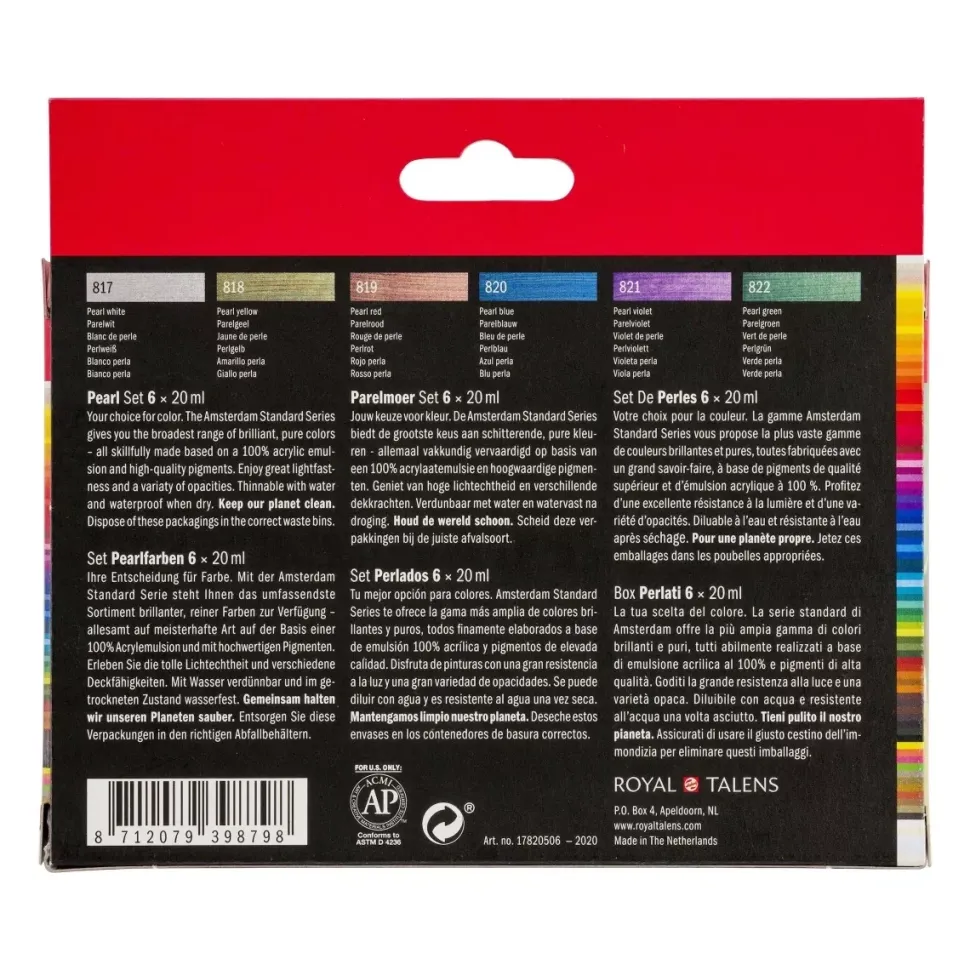 Set 6 Acrílicos Perlados Selección General Talens 20ml