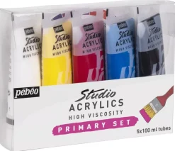 Set 5 acrílicos primarios alta viscosidad Studio Pebeo 100ml