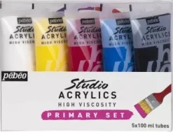 Set 5 acrílicos primarios alta viscosidad Studio Pebeo 100ml