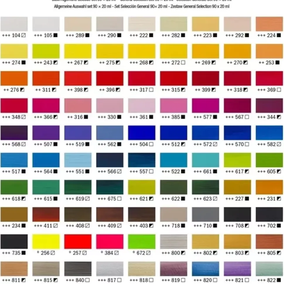 Set 90 Acrílicos todos los colores Talens 20ml