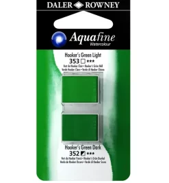 Set 2 Acuarela Aquafine 1/2 godet Verde Hooker's claro y Verde Hooker's oscuro Daler-Rowney
