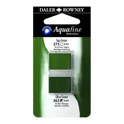 Set 2 Acuarela Aquafine 1/2 godet Verde vejiga y Verde Oliva Daler-Rowney