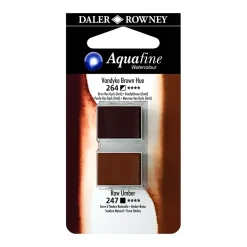 Set 2 Acuarela Aquafine 1/2 godet Marrón Van Dycke y Ámbar crudo Daler-Rowney