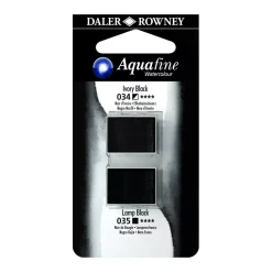 Set 2 Acuarela Aquafine 1/2 godet Negro Marfil y Negro Vela Daler-Rowney