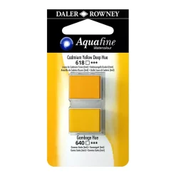 Set 2 Acuarela Aquafine 1/2 godet Amarillo Oscuro y Gumme-Gutte Daler-Rowney