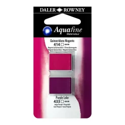 Set 2 Acuarela Aquafine 1/2 godet Quinacridone Magenta y Purple Lake Daler-Rowney